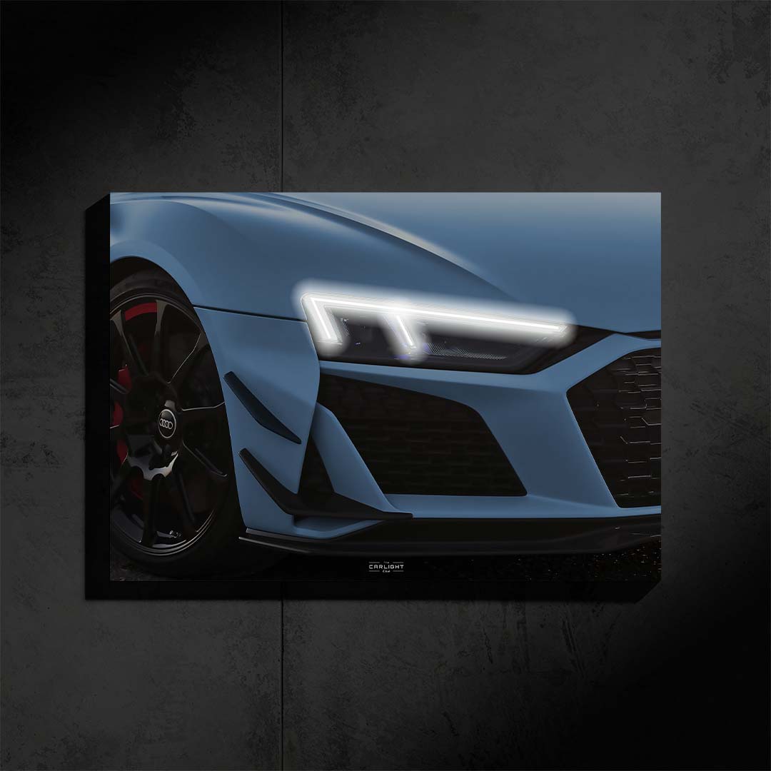 poster métallique audi r8 v10 gt avec néon led