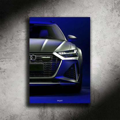 poster métallique audi rs6 c8 avant avec néon led