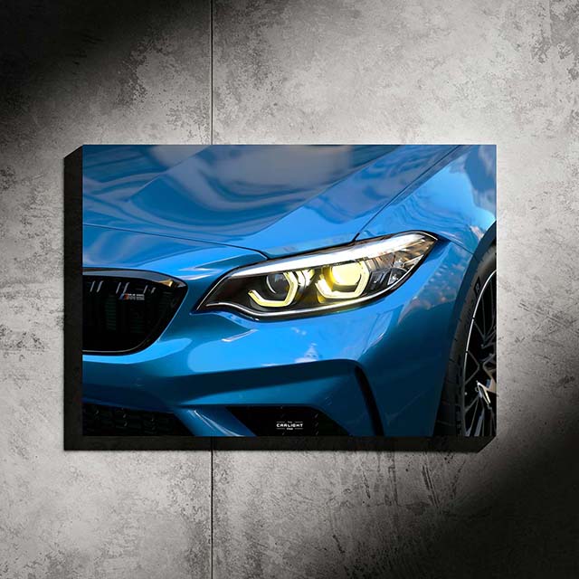 poster métallique bmw M2 comp avec néon led
