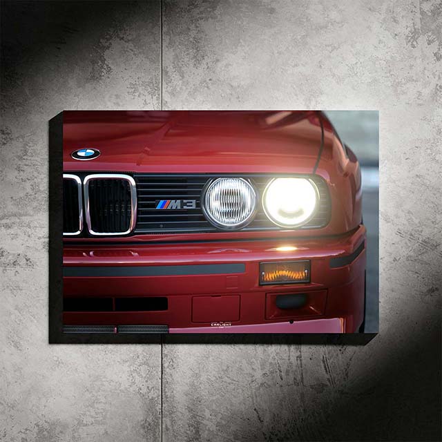 poster métallique bmw m3e30 avec néon led